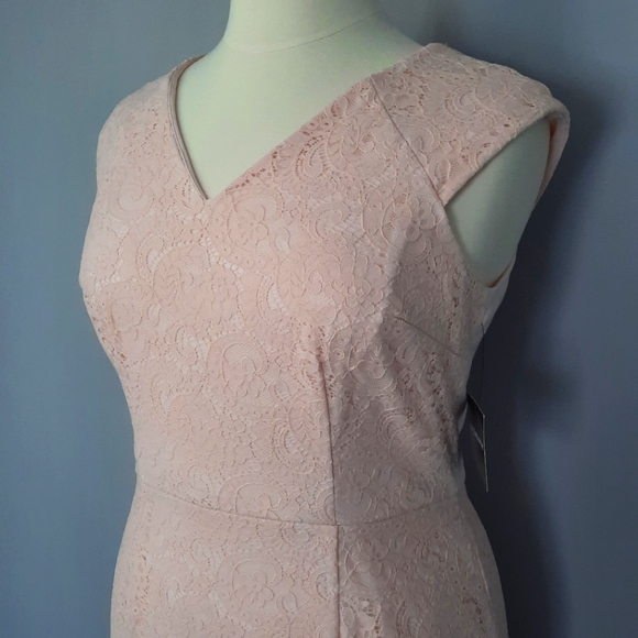 Liz Claiborne Blush Pink Lace Sheath Midi Dress size 14 - Picture 2 of 10